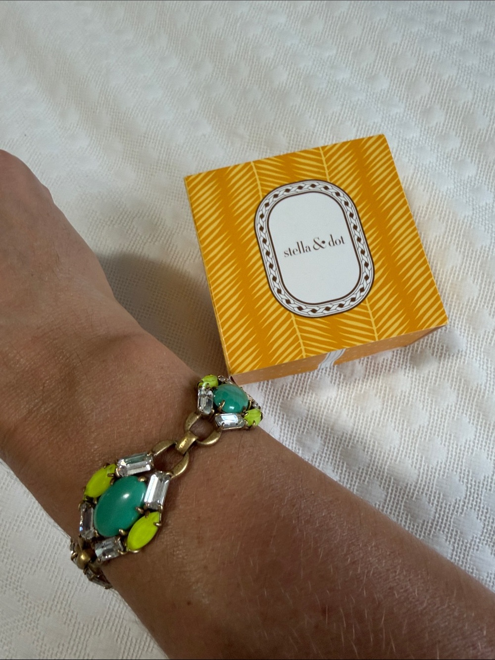 Stella & Dot Turquoise and Lime Link Bracelet